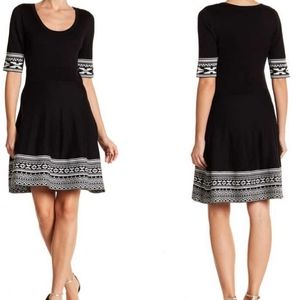 Nina Leonard scoop neck fit and flare dress